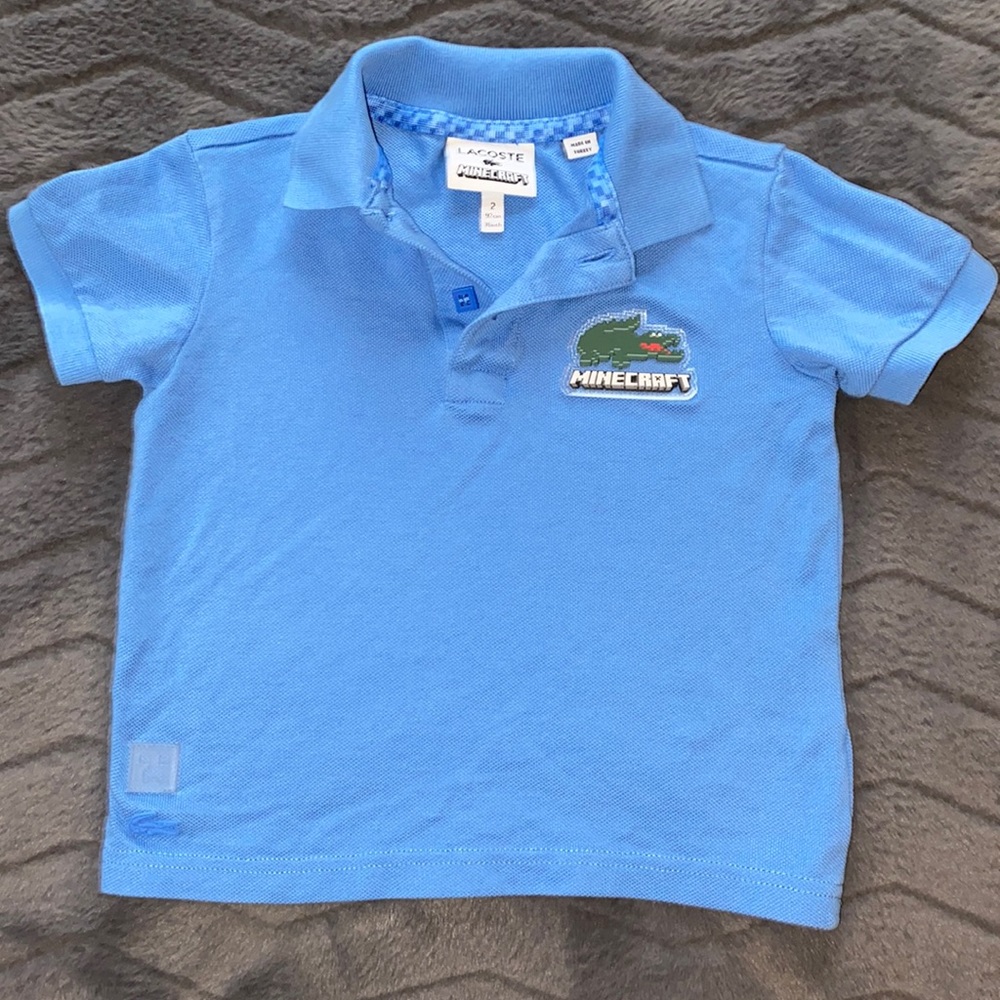 Lacoste Minecraft  polo style shirt  Toddler 2T Baby Blue